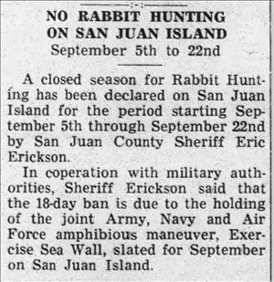 Newspaper notification that rabbit hunting is prohibited